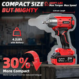 Cordless 1/2″ Drive Impact Wrench – 480 ft-lbs (650 N·m) Max Torque with 4000 mAh Battery & 4 Sockets
