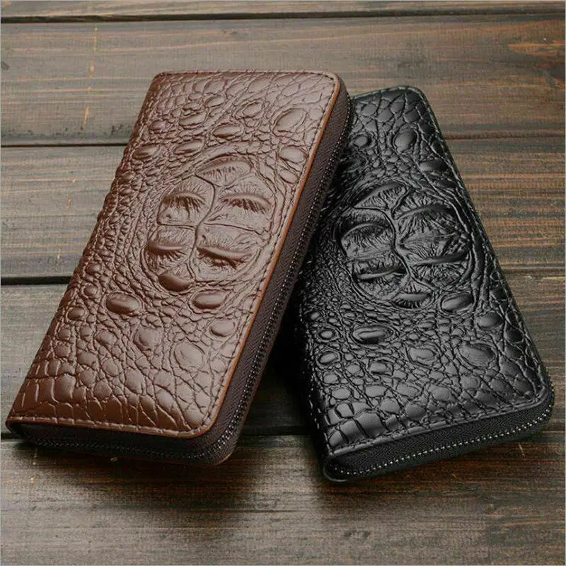 Women’s Crocodile PU Leather Wallet – Large-Capacity Organizer Clutch with Phone Pocket & Credit Card Holder