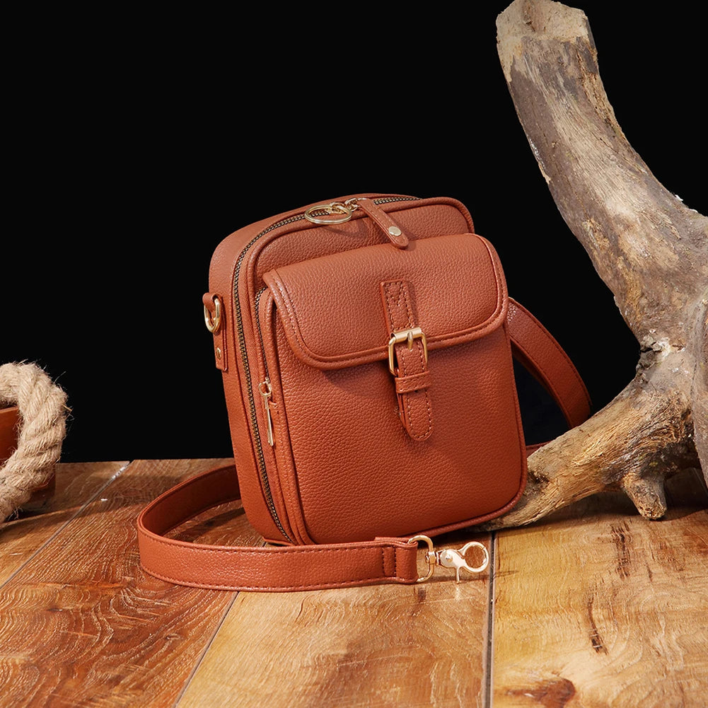 Unisex Vintage PU Leather Crossbody Bag – Anti-Theft Small Messenger Shoulder Satchel for Men & Women, Durable & Stylish