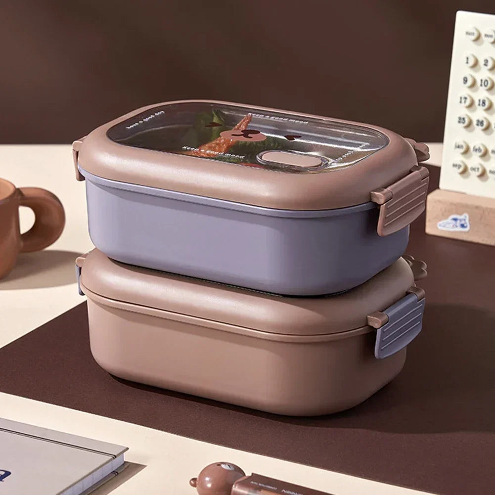 Stainless Steel Cartoon Lunch Box 1000ml – Leak-Proof Double Lock Food Container for Kids & Adults