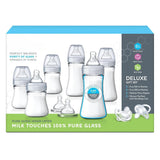 Hybrid Baby Bottle Gift Set – Dual-Layer Design (Glass Inside, Plastic Outside) in Clear Grey