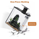 Mini Fish Tank Starter Kit – Ultra White Desktop Aquarium with Filter & Oxygen Generator, Home Decoration & Landscaping