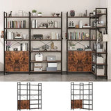 5-Tier L-Shaped Corner Bookcase – White & Gold Modern Display Shelf with Adjustable Feet & Anti-Tip Design