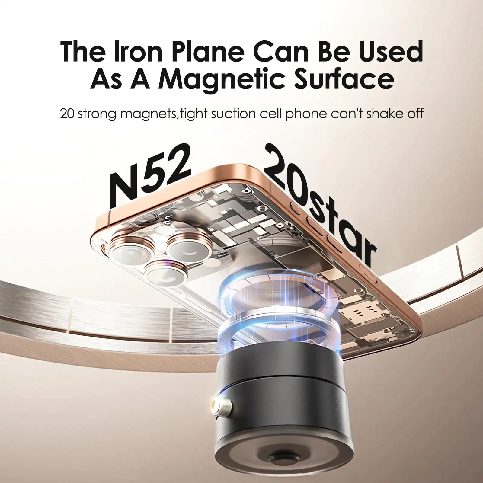 Vacuum Magnetic Suction Cup Car Phone Holder – Foldable & Portable Mount for iPhone 16/15/14/13/12