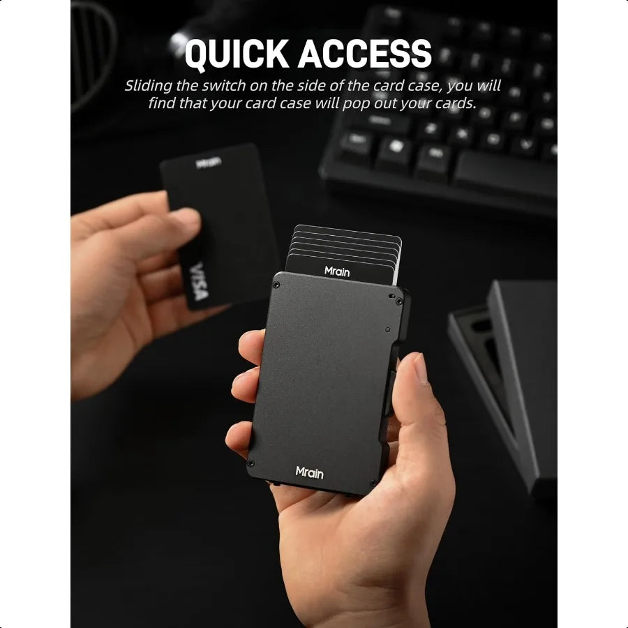 Slim Metal RFID Wallet for Men – Aluminum Pop-Up Credit Card Holder with Money Clip & Minimalist Design