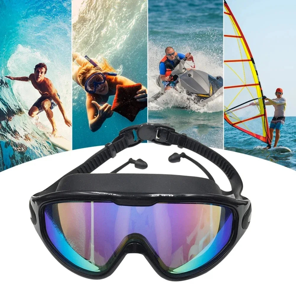 Electroplated Large-Frame Swimming Goggles for Adults – Anti-Fog, UV Protection & Optical Lens Design