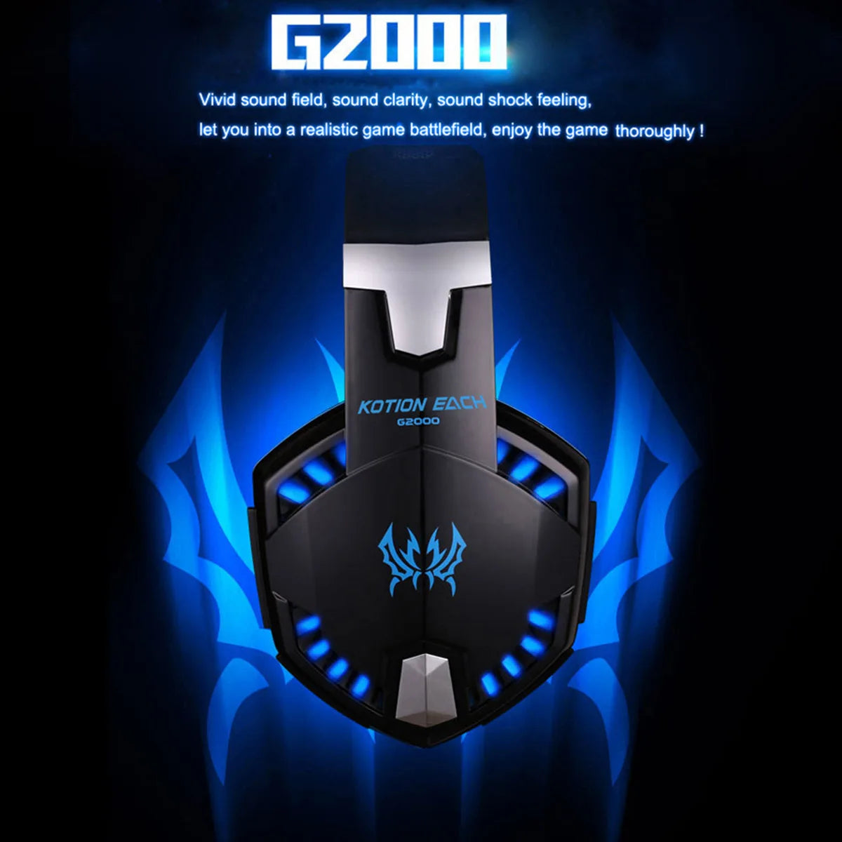 G2000 Gaming Headset – Deep Bass Stereo Wired Headphones with Mic & LED Lighting for PS5, PS4, Xbox, Laptop & PC Gamers