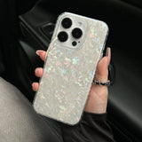 Luxury Glitter Shell Pattern Laser Case – Shockproof Soft IMD Back Cover for iPhone 7/8 Plus, X/XS/XR, 11–16 Pro Max