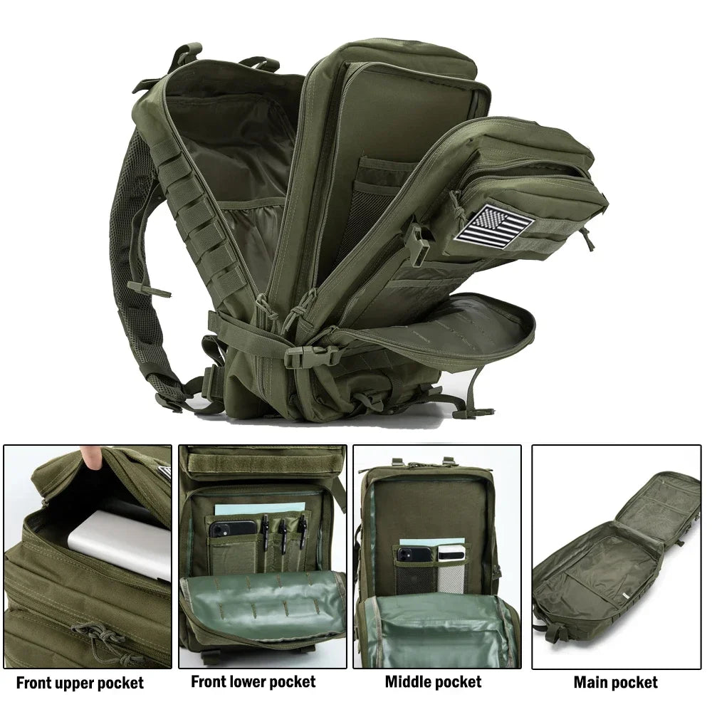 45L Tactical Hiking Backpack – Large Capacity Outdoor Rucksack for Camping, Fitness & 3-Day Trips