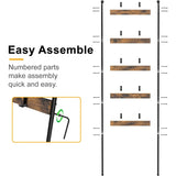 Blanket Ladder 5-Tier Towel Rack with 10 Hooks – Rustic Brown Wall-Leaning Storage Ladder