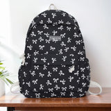 Bow Print Nylon Student Backpack for Girls & Women – Cute Schoolbag with Adjustable Straps for Travel & Daily Use