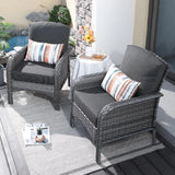 “2-Piece Patio Furniture Set – Outdoor Wicker Loveseat Sofa with High Back & Glass Coffee Table, All-Weather Rattan”