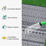 5x8 Outdoor Waterproof Reversible Patio Rug – Boho Plastic RV Camping Rug for Porch, Balcony, Backyard & Picnic