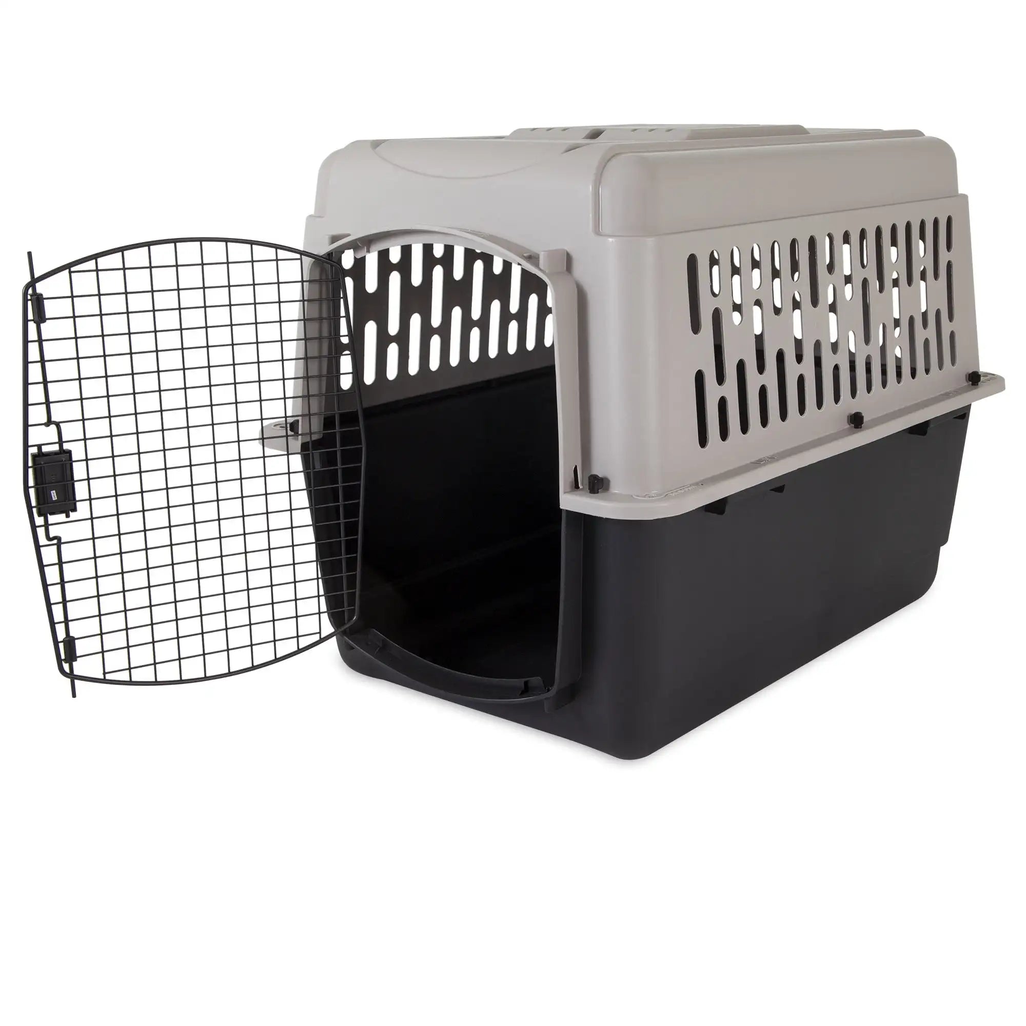 Vibrant Life Medium Pet Kennel (36") – Plastic Travel Dog Crate & Carrier for Pets 50–70 lbs (Grey)