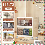 Cream-White Magnetic Door Plastic Storage Cabinet – Stackable Home Organizer Bin with Lids for Clothes, Toys & More