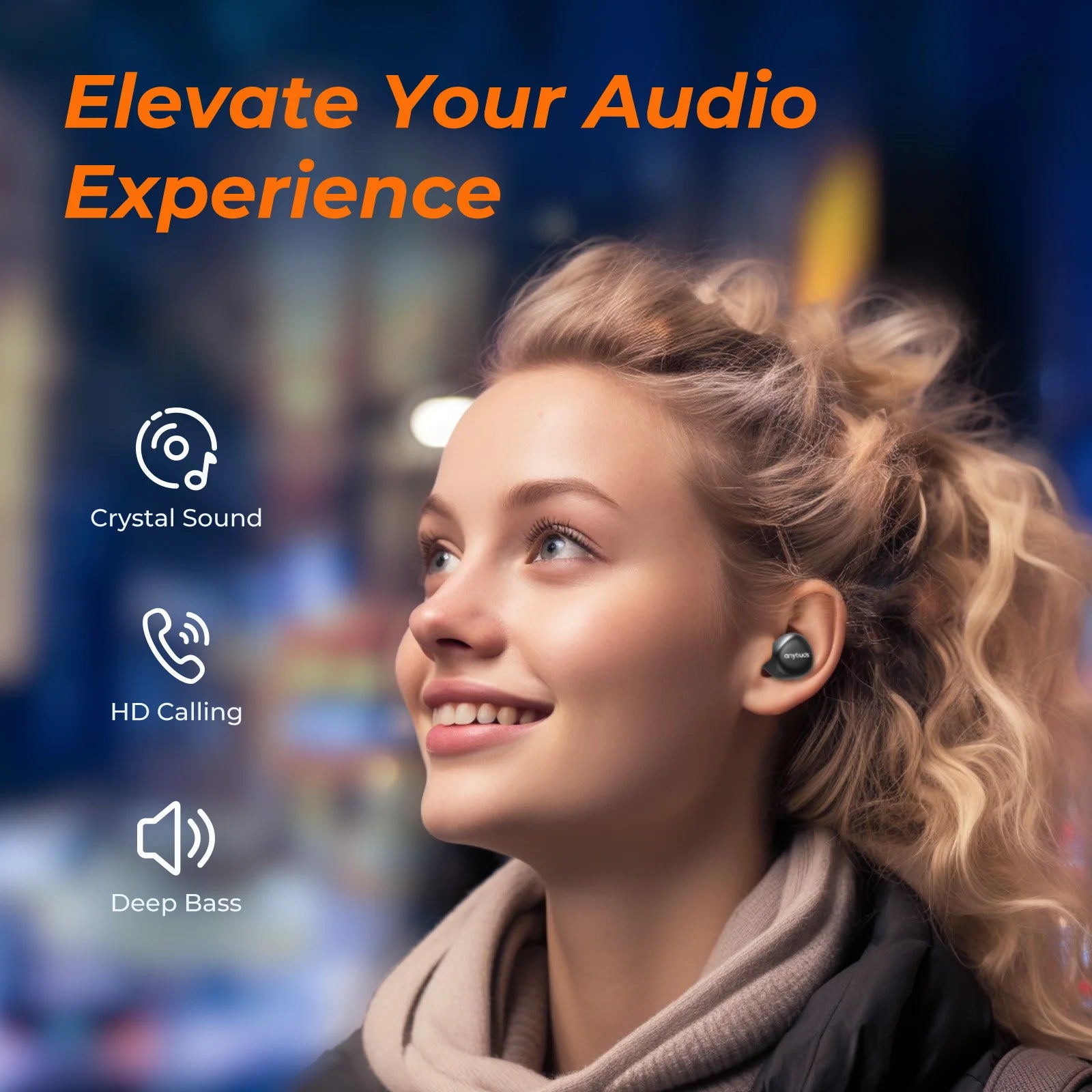 TWS Wireless Bluetooth Earbuds – HD Calls, Noise Cancel, Ergonomic Fit & IPX5 Touch Control