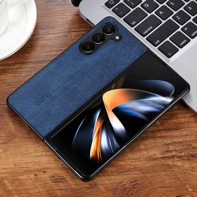 Luxury PU Leather Case for Samsung Galaxy Z Fold 3/4/5/6 – Shockproof Slim Bumper Back Cover with Premium Finish