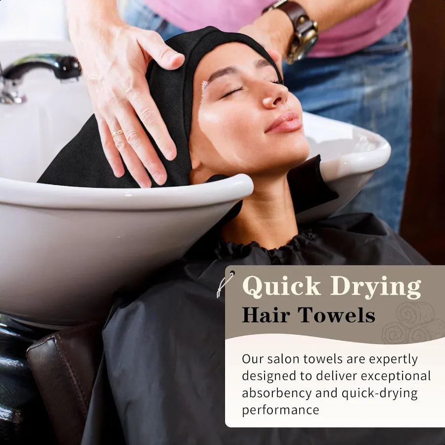 12-Pack Black Hand Towels – Quick-Dry Gym & Salon Towels for Bathroom & Spa