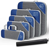 3-6 pcs Compressed Packing Cubes Travel Storage Organizer Set with Shoe Bag & Mesh Visual Luggage Set