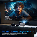 MAGCUBIC HY350 Pro Projector – Android 11, 4K/1080p, 580 ANSI Lumens, Wi-Fi 6, Voice Control & BT 5.0