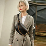 ITAMOOD Women’s Luxury Designer Leather Waist Bag with Chain Strap – Phone & Essentials Crossbody