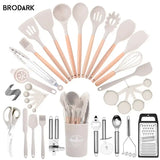 44pcs Silicone Kitchen Utensil Set with Wooden Handles – Heat Resistant