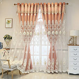 Vintage-Style Embroidered Dual-Layer Curtains – 3D Relief Pattern Window Drapes (Single Panel)