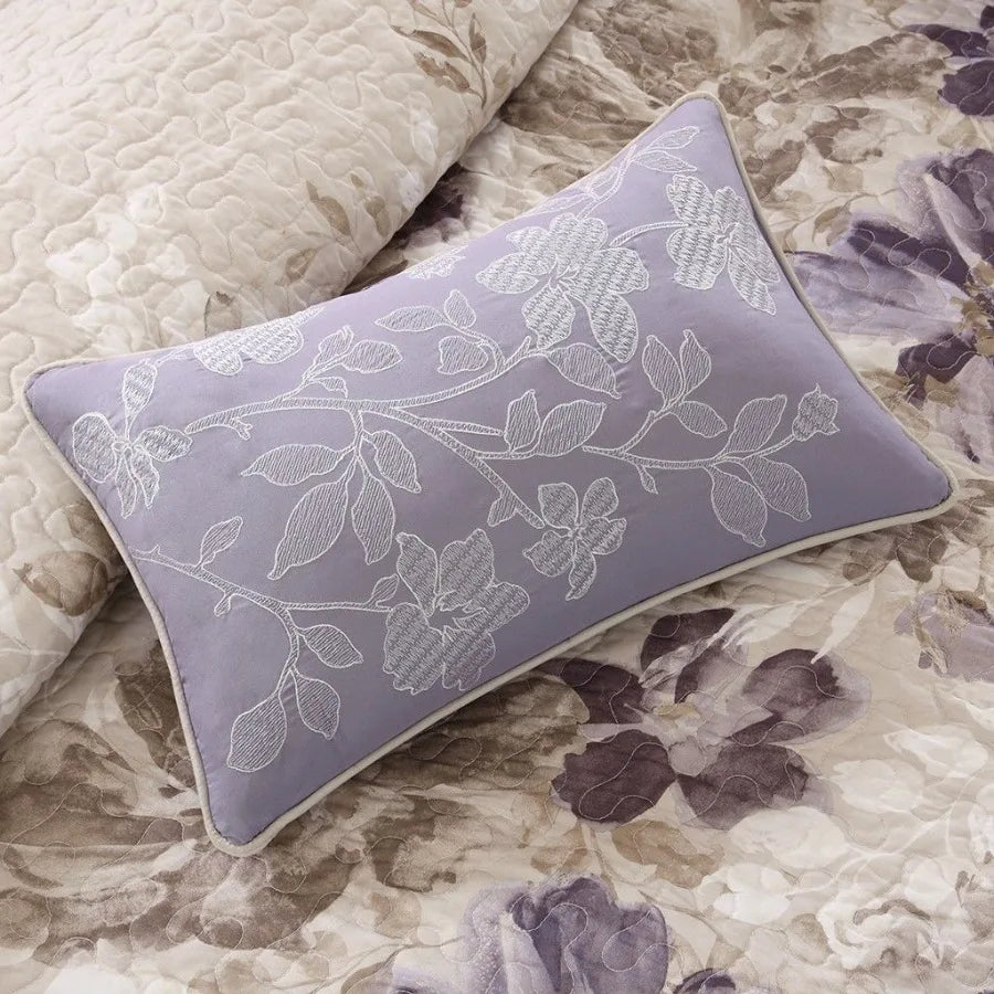 6-Piece Printed Quilt Set with Throw Pillows – Taupe King/Cal King Size | Elegant Soft Bedding Ensemble for Modern Bedrooms