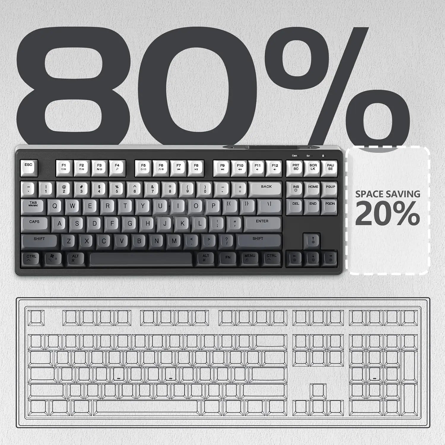 MambaSnake X FreeWolf M87 Wireless Gaming Keyboard – 75% Silent Membrane with RGB & PBT Keycaps