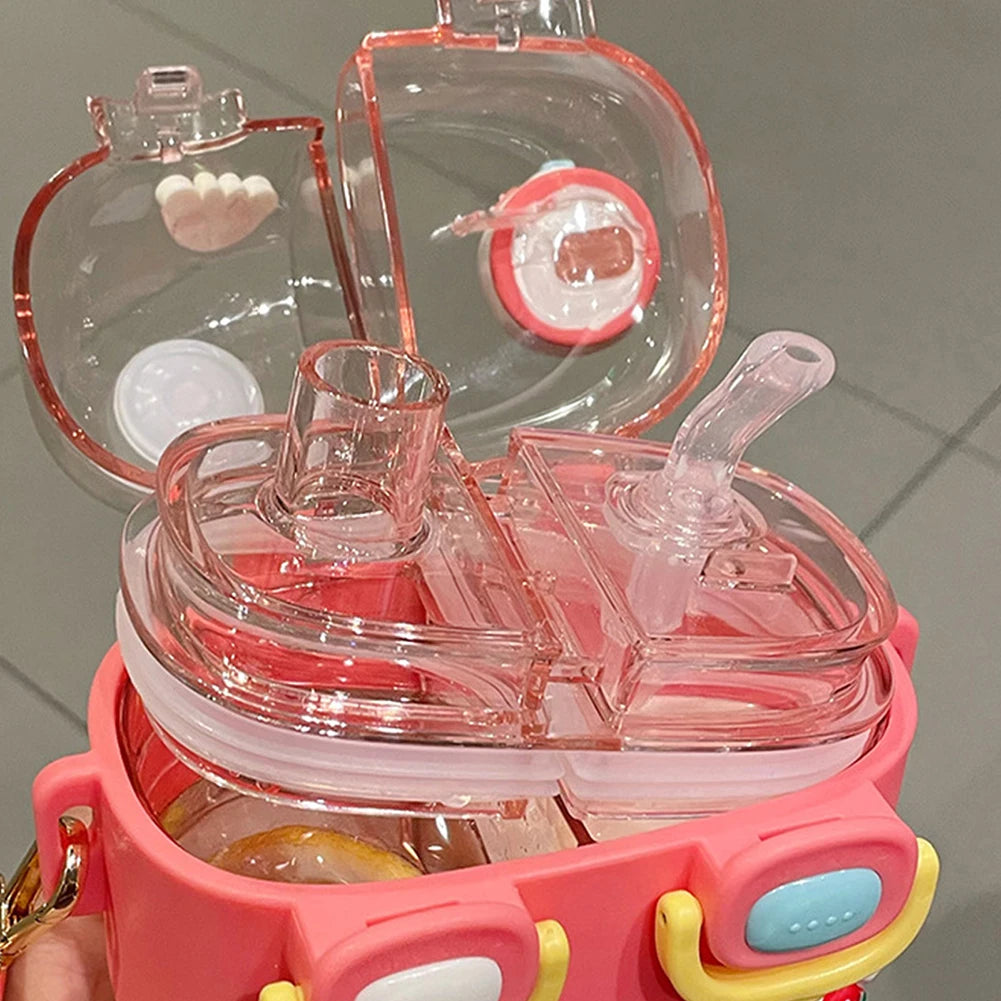 780ml Leakproof Kids Water Bottle with Straw – Portable Cartoon Design for School, Camping & Outdoor Activities 🧃🏕️
