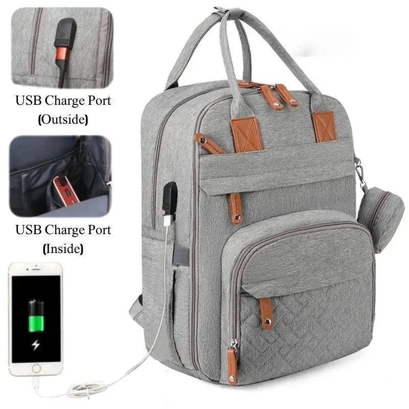 Diaper Bag Backpack – Large Waterproof Baby Travel Tote with Changing Station, Pad & Stroller Straps | Multifunction Bag for Moms & Dads
