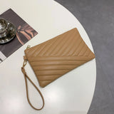 Women’s PU Leather Solid-Color Clutch & Satchel Bag – Business Zipper Handbag