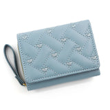 Women’s Heart Embroidered Short Wallet – Triple Fold PU Leather Purse with Multi-Card Slots & Large Capacity