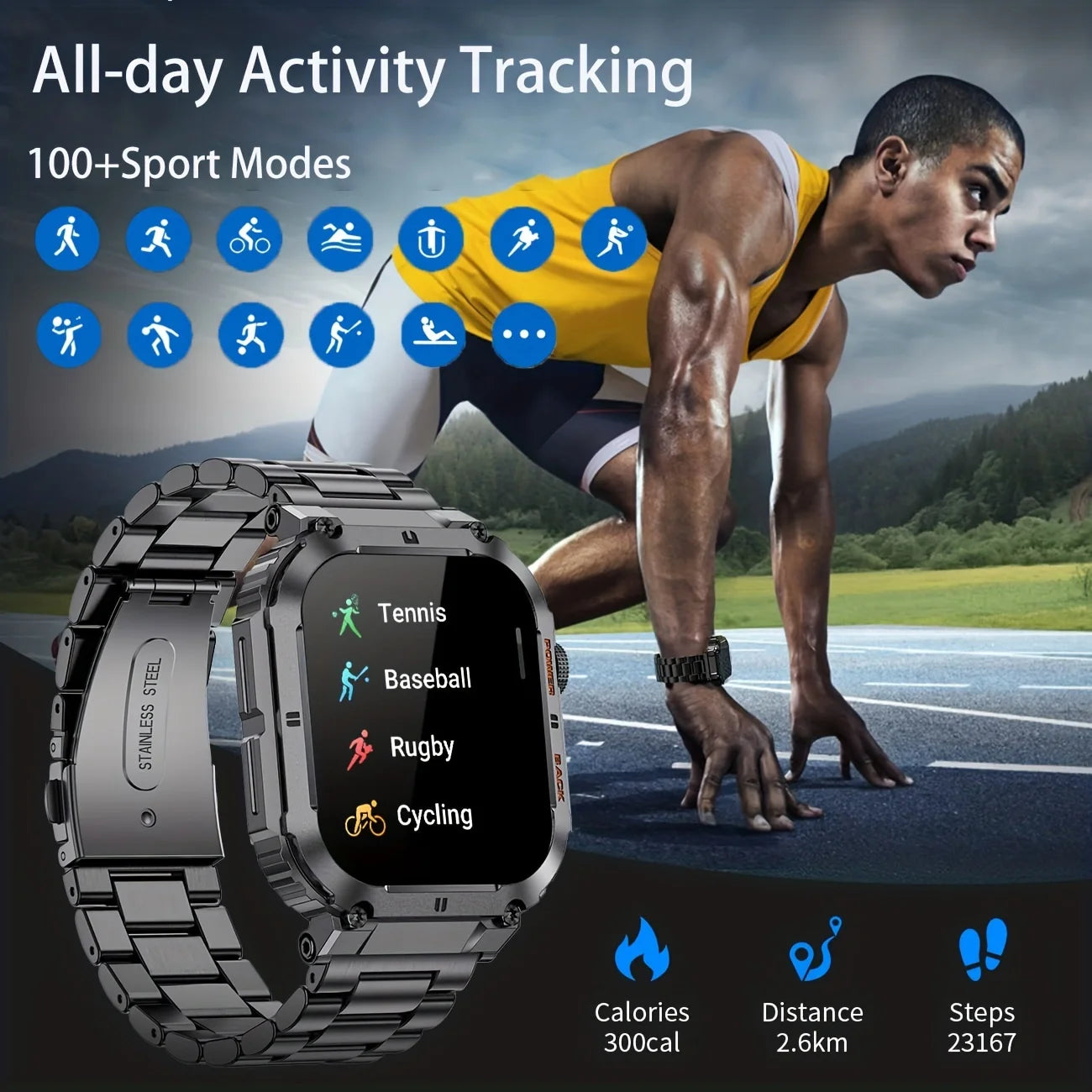 LIGE Outdoor Sports Fitness Smartwatch – 1.96" Screen, Bluetooth Calling, Waterproof, Blood Oxygen Tracking ⌚✨
