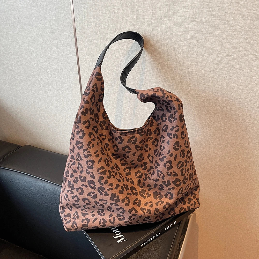 Women’s Leopard Print Top-Handle Tote & Hobo Bag Set – Large Capacity Satchel with Small Purse