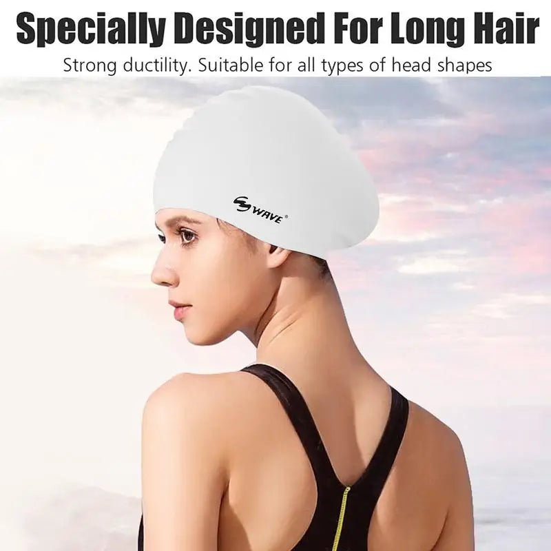 Elastic Silicone Swimming Cap – Waterproof Swim Hat for Men & Women, Protects Ears & Long Hair