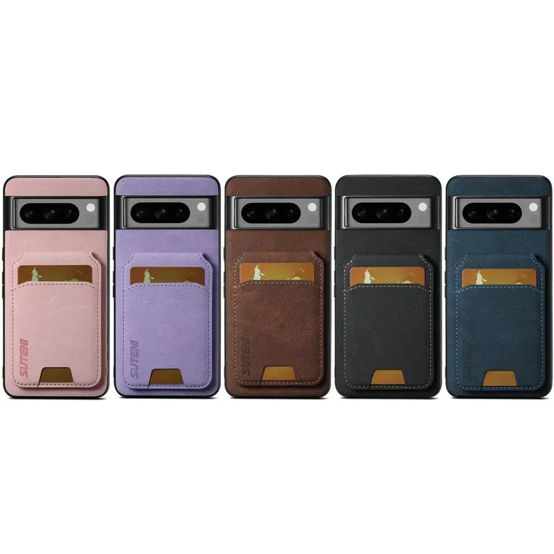Luxury Leather Wallet Phone Case – Magnetic Pocket Cover with Card Holder for Google Pixel 6/7/8/9 Pro & A Series