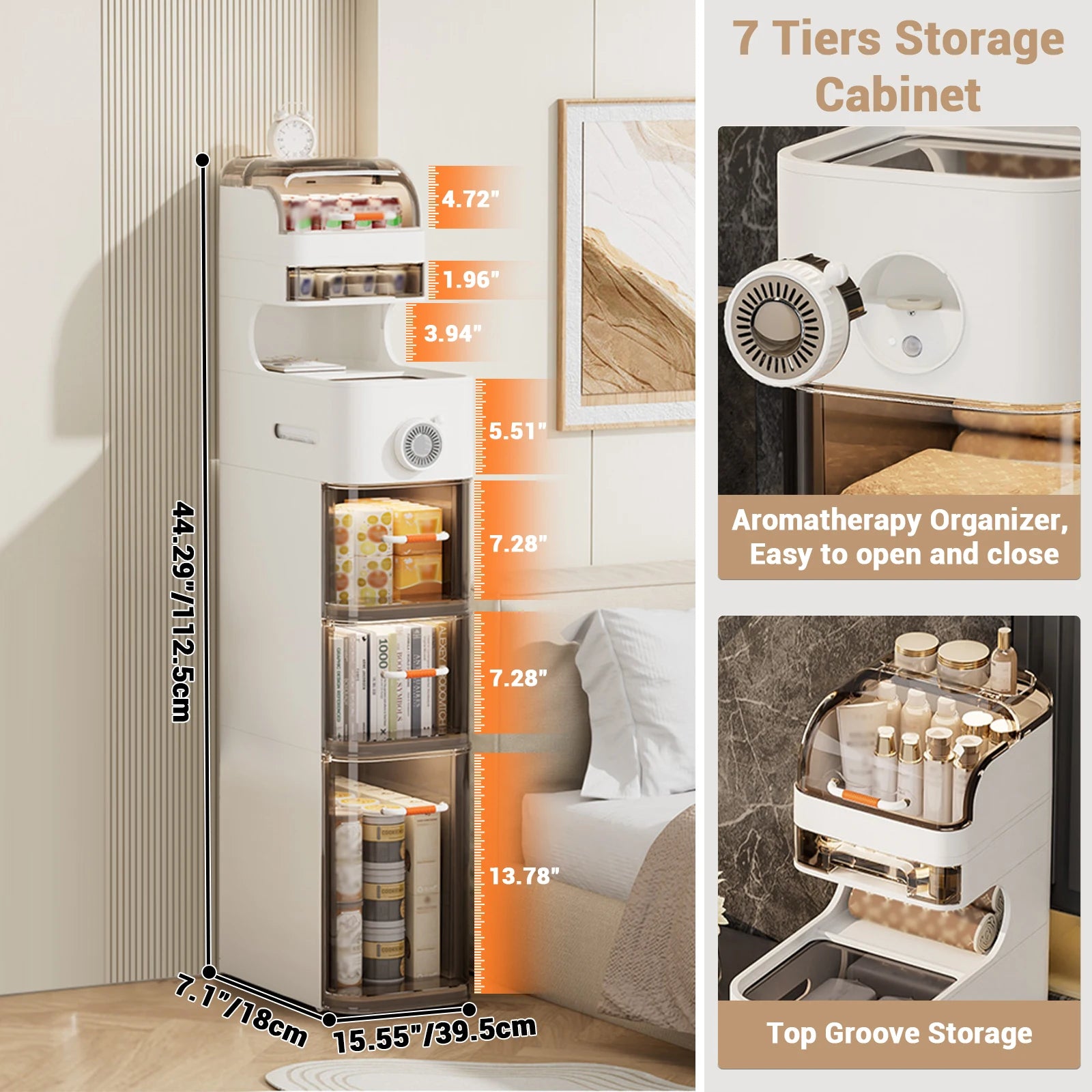 Slim Movable Bathroom Cabinet with Wheels & Plastic Drawers – Mobile Storage Cart for Small Spaces