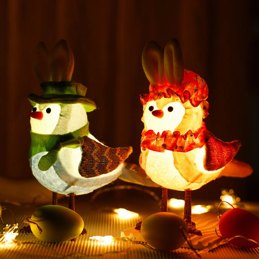 Glowing Bird LED Statue – Cute Cartoon Bird Lamp with Warm Light for Bedroom, Table & Easter Home Décor