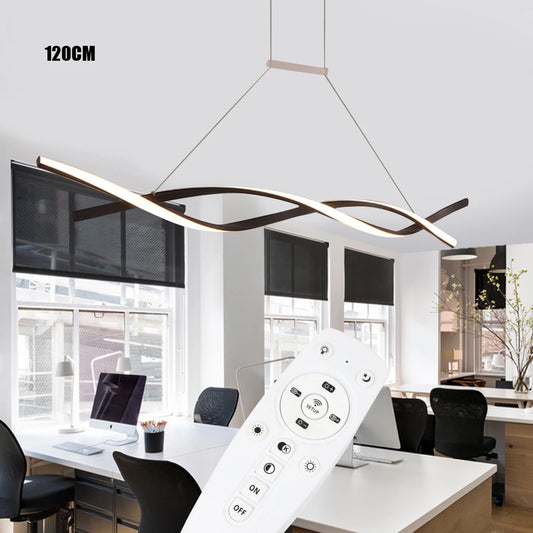 Modern Black Pendant Light – Remote Control Dimmable LED Ceiling Lamp for Dining Room & Kitchen
