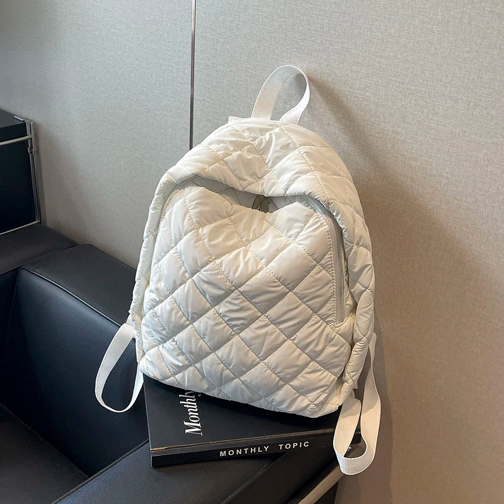 Quilted Nylon Backpack – Unisex Laptop Bookbag for School, Work & Travel 🎒
