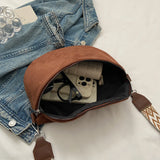 Women’s Casual Half-Moon Sling Bag – Solid Color Crossbody Chest Bag with Adjustable Wide Strap for Travel & Shopping