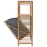Fabric & Bamboo Laundry Hamper Cabinet – Tilt-Out Basket Storage with 2-Tier Shelf for Bathroom or Bedroom