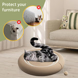 Round Cat Scratching Board & Nest – Non-Slip Cardboard Bed with White Stripe / Brown Finish for Small-Medium Indoor Cats
