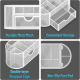 Sleek Mesh Desk Organizer – 9 Compartments Workstation Drawer & Pen-Holder Caddy