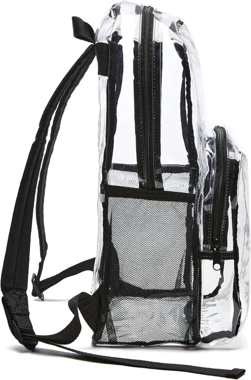 Clear Transparent School Backpack – Water-Resistant PVC Bag with Reinforced Straps | Security-Compliant Student Bookbag