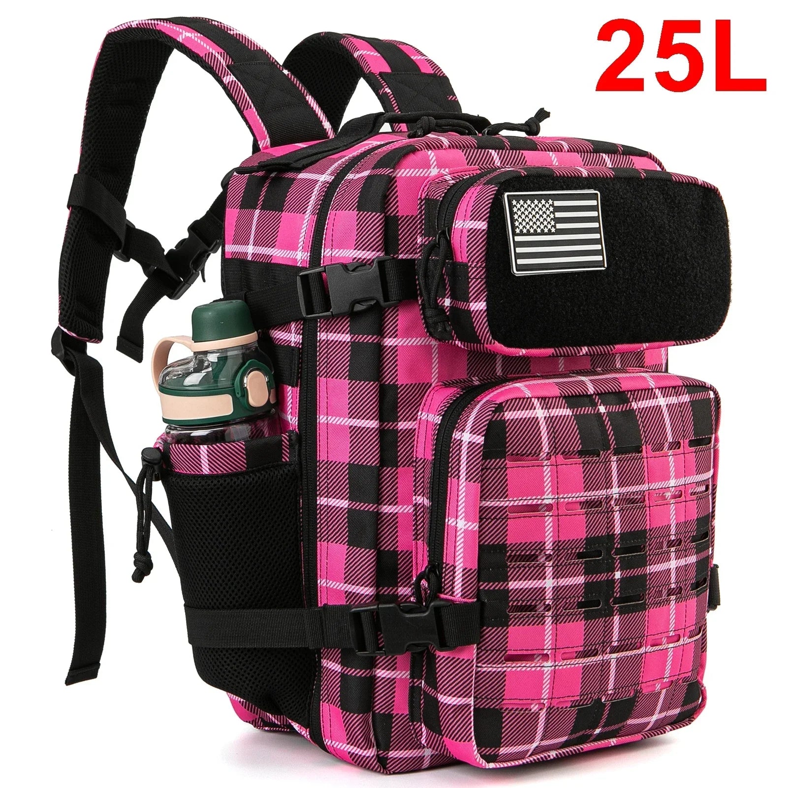 25L Tactical Gym & Survival Backpack – MOLLE Laser-Cut Daypack with Dual Cup Holders for Hiking, Hunting & Bug-Out Use