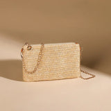 Straw Shoulder Chain Strap Crossbody Bag – Summer Casual Tote for Women