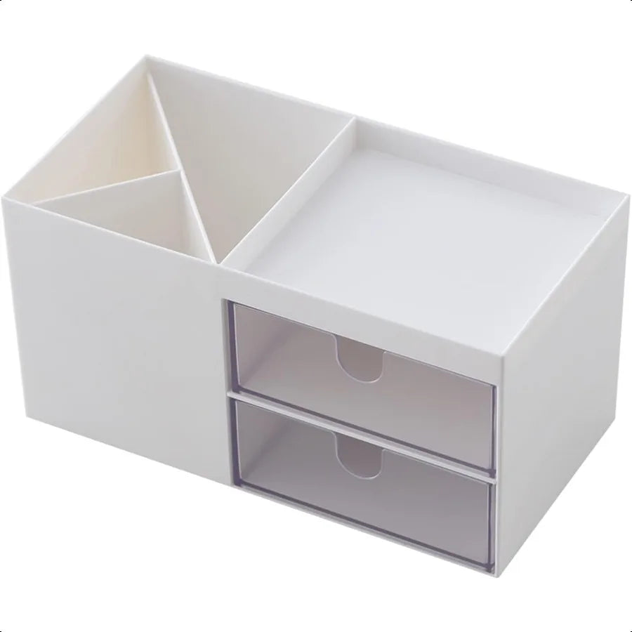 White Mini Desk Organizer – Compact Multi‑Slot Desktop Storage