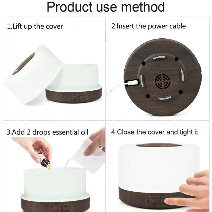550ml Ultrasonic Essential Oil Diffuser – 7-Color LED Night Light & Cool Mist Humidifier for Home & Bedroom 🌙💧